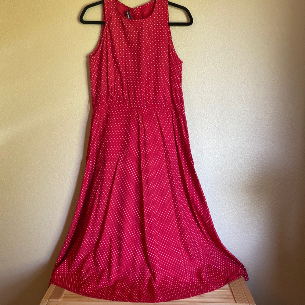 Vintage MY MICHELLE Red White Polka Dot Sleeveless A-Line Dress Size 5/6 Retro